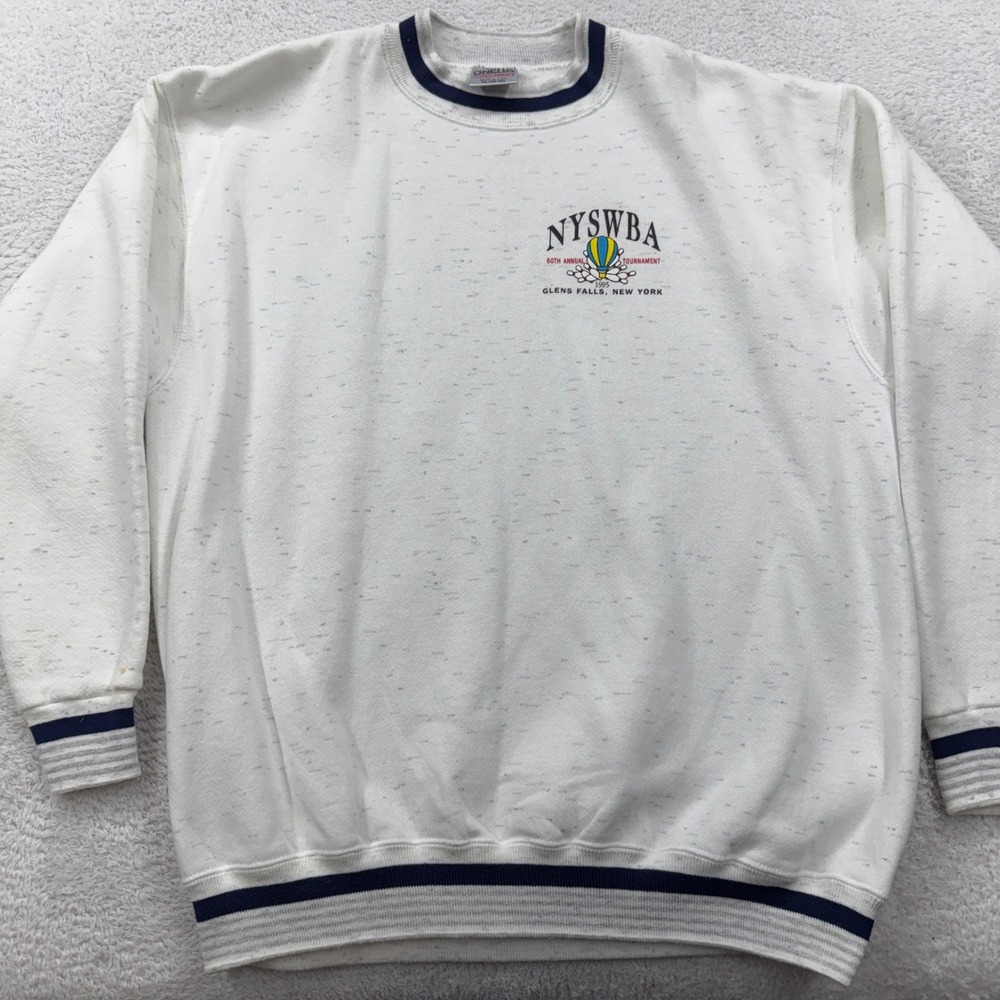 Vintage Oneita Power-Sweats 1995 NYSWBA‎ Bowling Sweatshirt Mens XL Made in USA